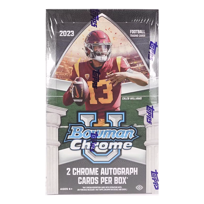 2023 Bowman University Chrome Football Hobby Box - 24 Packs, Collectible Trading Cards