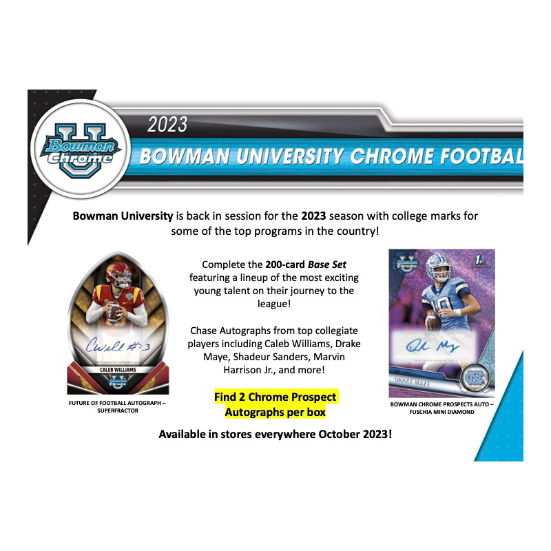 2023 Bowman Chrome University Football Breaker's Delight Collector's Box - 5 Packs