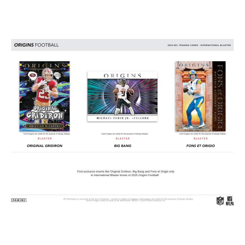2025 Panini Origins Football Blaster Box - International Edition, 8 Cards Per Box