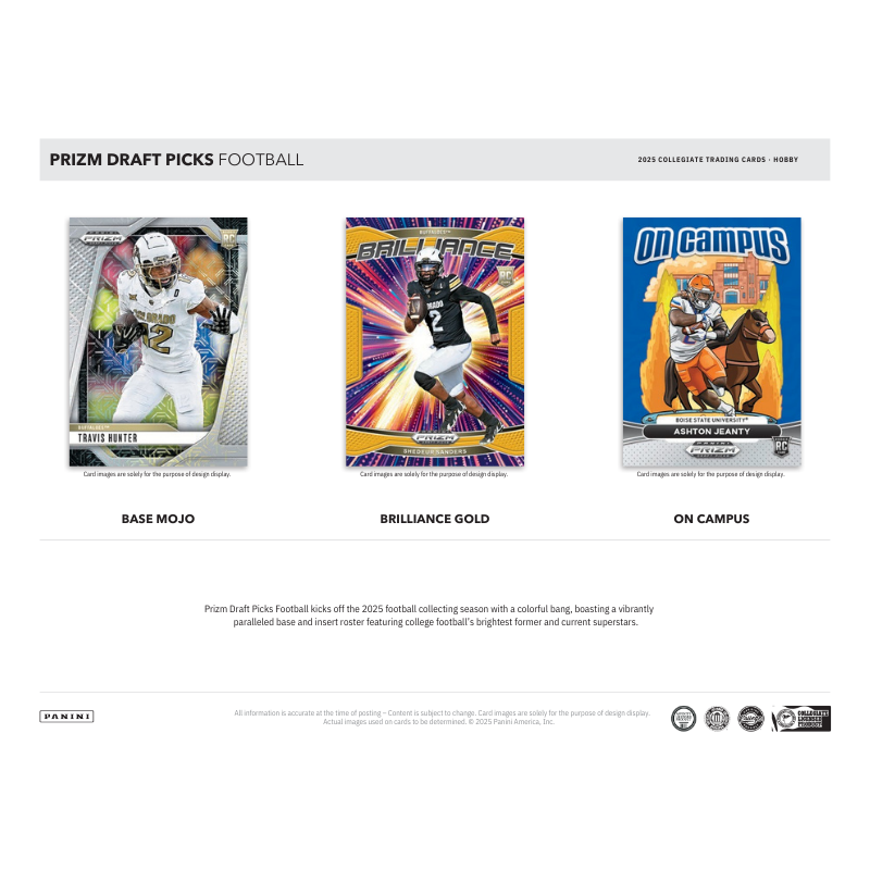 2025 Panini Prizm Draft Picks Collegiate Football Hobby Box - 12 Packs, Autographs Inside