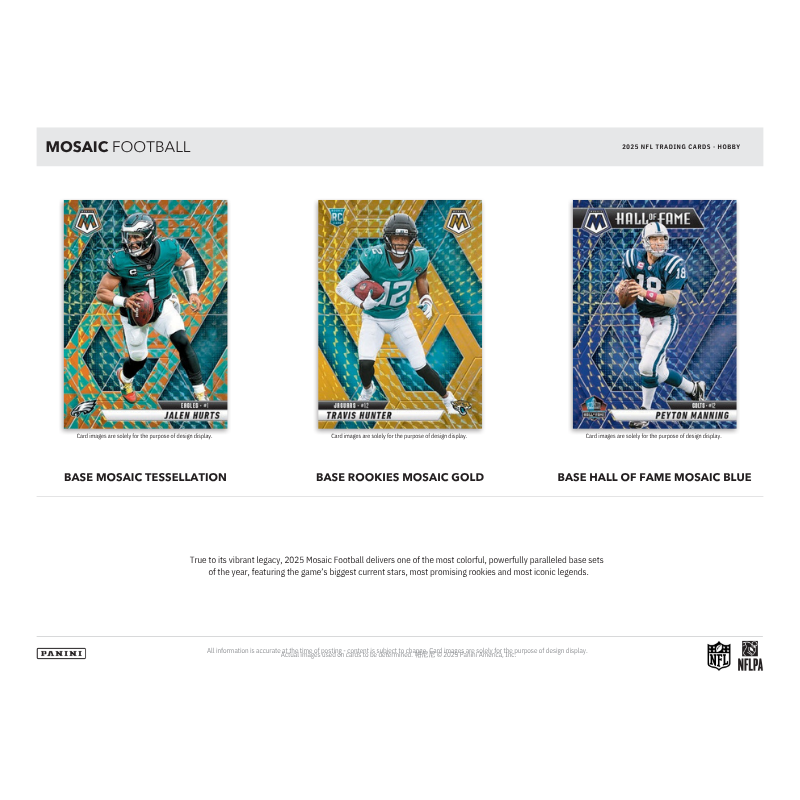 2025 Panini Mosaic Football Hobby Box - 10 Packs, Collectible Trading Cards