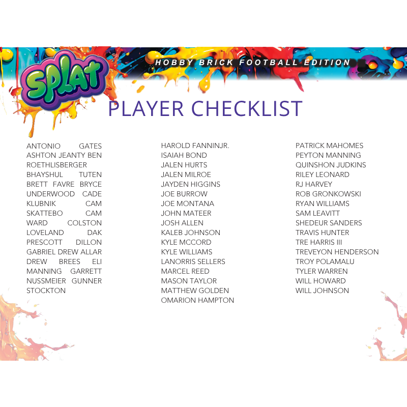 2025 Wild Card Splat Football Breakers Brick - Exciting Colorful Design, 6-Pack Set