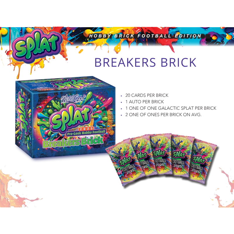 2025 Wild Card Splat Football Breakers Brick - Exciting Colorful Design, 6-Pack Set